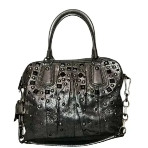 COACH‎ Limited ED KRISTIN GRAY METALLIC SILVER GUNMETAL NUBUCK SUEDE BAG Purse
